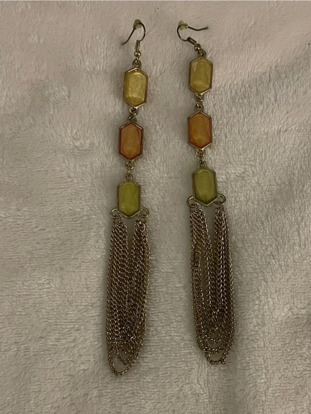 Gold-Tone Multi-Color Dangle Tassel Earrings - Women Jewelry